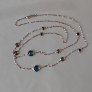 Ippolita Sterling Silver Multi-gemstone Station Necklace 38" EUC